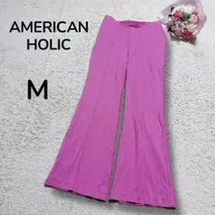 【アメリカンホリック】センターピンタック　セミフレアイージーパンツ　後ろゴム　M