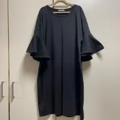 《ZARA》黒袖フリルカットソー ミニワンピ チュニック
