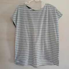 ストライプデザイン 半袖Tシャツ バックリボン付き