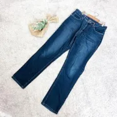 A3449【JERSEYS EDWIN】ダークブルーストレートデニム/柔らか/M