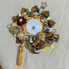 痛ロゼット 茶色xオレンジx黄色x黒 缶バッジロゼット 痛バッグ 推し活