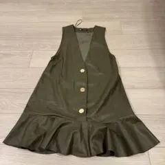 ZARA ザラ　フェイクレザー フリル ジャンパースカート　XS