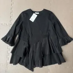 UNITED ARROWS ブラック フリル 7分 長袖トップス