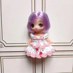 ぷちリカちゃん 花柄 オーガンジー ドレス ハンドメイド アウト