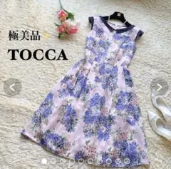 【極美品】TOCCA レース襟付き花柄プリントワンピース フレンチスリーブ 0