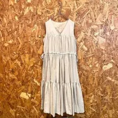 titivate ロングワンピース フレア ストライプ ベージュ レディース M