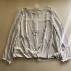 GLACIER ネックレス付き シフォンブラウス ライトグレー M