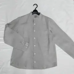 Mサイズ　無印良品 スタンドカラー 長袖 シャツ リネン100%