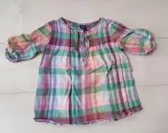 【お値下げ】baby Gap 女の子 五分袖チェックシャツ 80cm