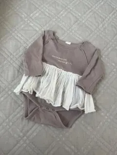 MONBEBE Lサイズフリル付きロンパース スウェット地　薄紫