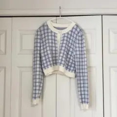 チェック ニット カーディガン