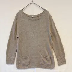 無印良品 麻100% ニット モカベージュ ゆったり ナチュラル M　リネンのサムネイル