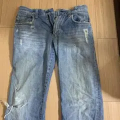 EDWIN 504R ダメージ加工ブルーデニムパンツ
