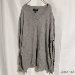 Club Room 100%カシミヤ Vネック セーター ニット グレー XL