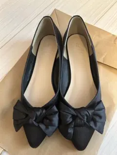 ROPE’PICNIC ブラックリボンフラットシューズ 24.5cm