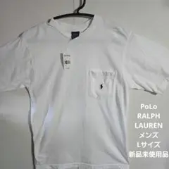RALPH LAURENロゴ付きホワイトTシャツ　メンズ　Lサイズ