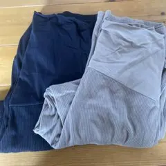 無印良品 マタニティパンツ リブ ブラック ベージュ 2枚セット