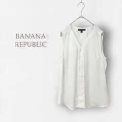 a088S【バナナリパブリック】Vネック ノースリーブシアーブラウス ドット柄