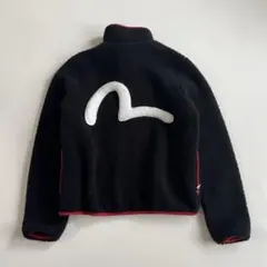 EVISU 背面カモメロゴ ボアフリースジャケット ブラック×レッド