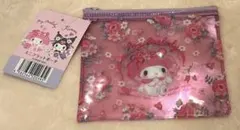 新品　マイメロディ　クロミ　ミニフラットポーチ　M フラワー　140×120mm