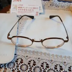 JINS ブラウン メタルフレーム オーバルレンズ目が小さく見えないレンズ
