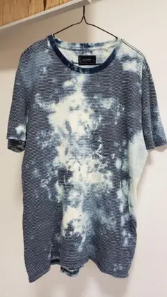 LUCKY BRAND リメイク　ブリーチ加工　Tシャツ　インディゴ　ボーダー