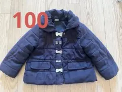 プティマイン　中綿リボンジャケット　中綿コート　100センチ　ネイビー　キッズ