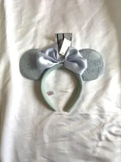 ミッキー耳カチューシャ 水色 レース風