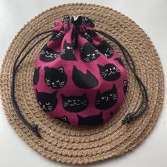 まんまる巾着◉ネコフェイス　ぴんく