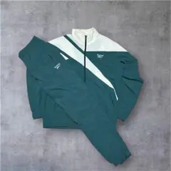 Reebok リーボック ナイロン セットアップ 上下 緑白 XL トラック