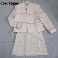 美品　クレージュCourrèges ピンク　チェック　ツイード　スカート スーツ
