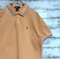 Ralph Lauren 刺繍 レトロオレンジ POLO 青馬 ポロシャツ