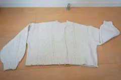 LOWRYSFARM ケーブル編みニットセーター オフホワイト 長袖