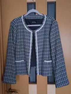 【美品】洗える♡アッドルージュ ツイード ノーカラージャケット ビジュー 21号