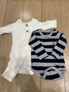 ホワイトロンパース＆ストライプボディスーツセット