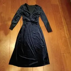 ZARA BASIC ネイビー ベルベットドレス