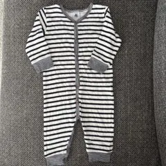 【PETIT BATEAU】ストライプロンパース 12m