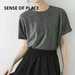 SENSE OF PLACE クルーネックラメTシャツ ブラックのサムネイル