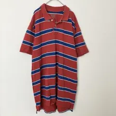 オールドネイビー ボーダー ポロシャツ 襟 半袖 XL 赤 青 綿 お出かけのサムネイル