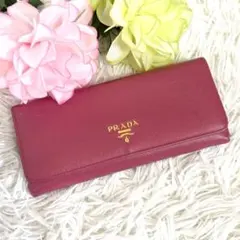 PRADA ピンク レザー 長財布 - メルカリ