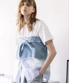 デニムビスチェレイヤード風トップスのサムネイル
