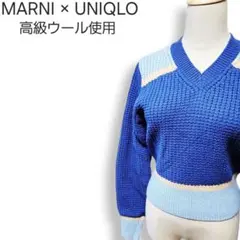 ユニクロ マルニ 高級ウール使用 Vネック ポップコーンニットセーター 長袖