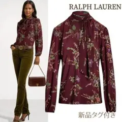ラルフローレン シアーブラウス ペイズリー ビックリボン シルク100