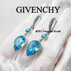 Z206/GIVENCHY/希少/シルバーxライトブルー/しずくドロップピアス
