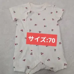 チェリー柄ロンパース サイズ70　半袖　夏