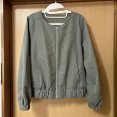 カーキ ジップアップジャケット
