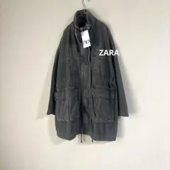 美品 ZARA ザラ デニム ロング ジャケット アウター ブラック スミクロ