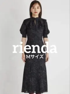 rienda リエンダ　ビッグカラーマーメイドワンピース　M 花柄　黒