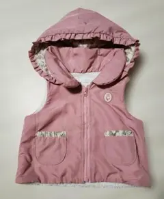 BeBe reduction☆フード付きボアベスト　ピンク　花柄　70 80