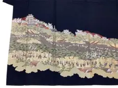 A192 黒留袖　正絹 本金箔　風景・大名行列の華やかな模様　フォーマル❣️